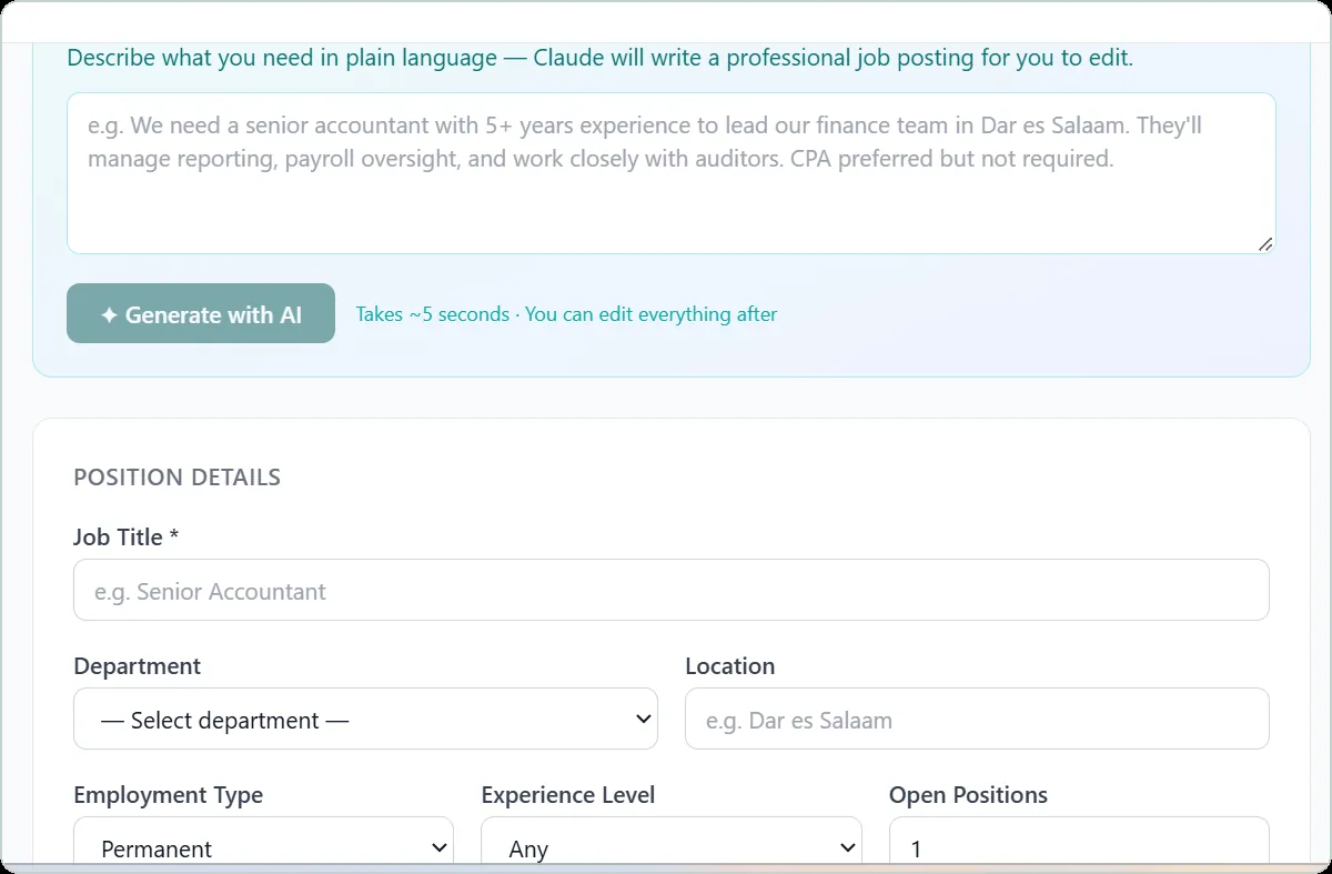 WATU HCM screenshot: Recruitment pipeline with AI CV scoring